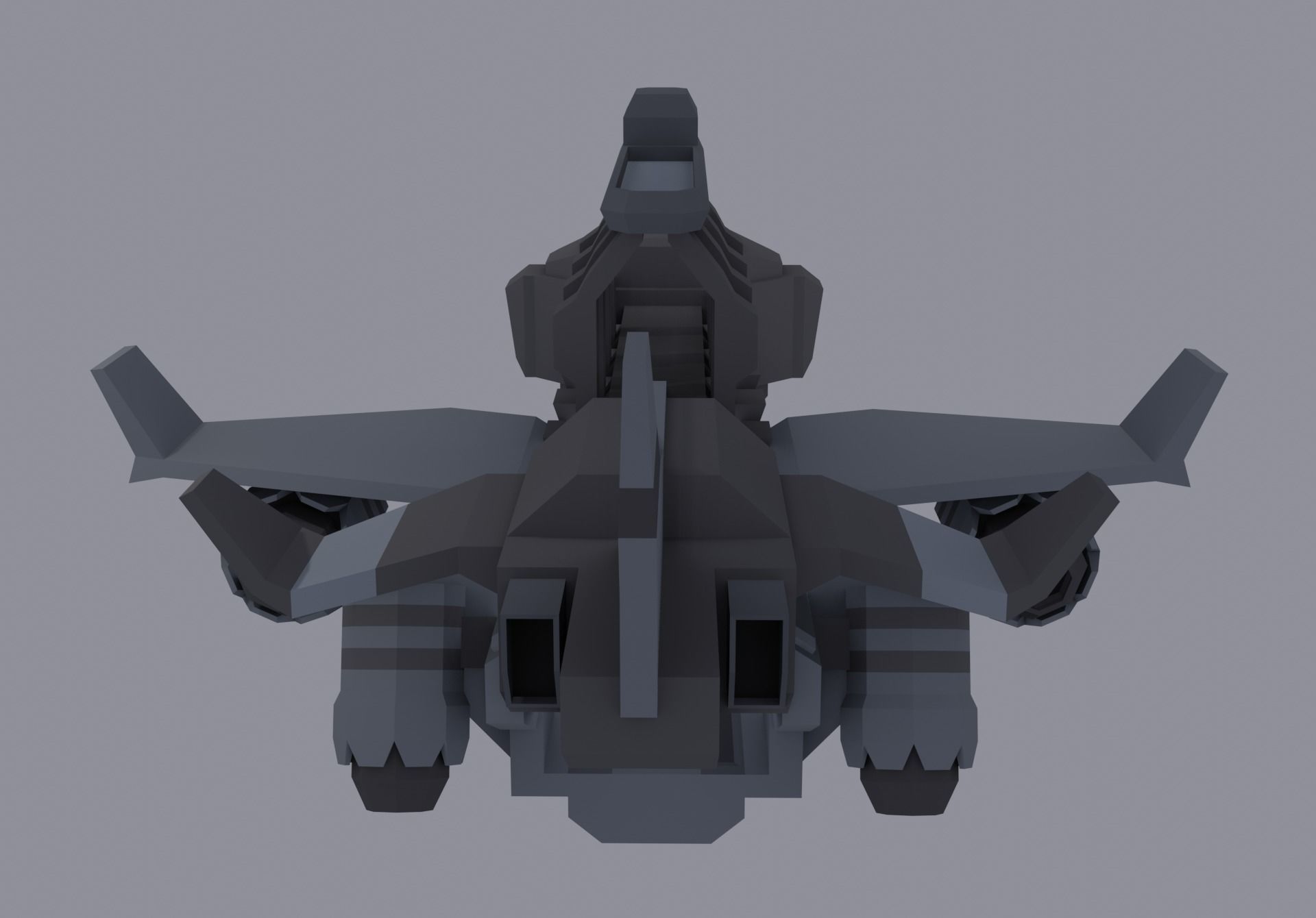 Sci-fi LowPoly cargo space ship Low-poly 3D model_7