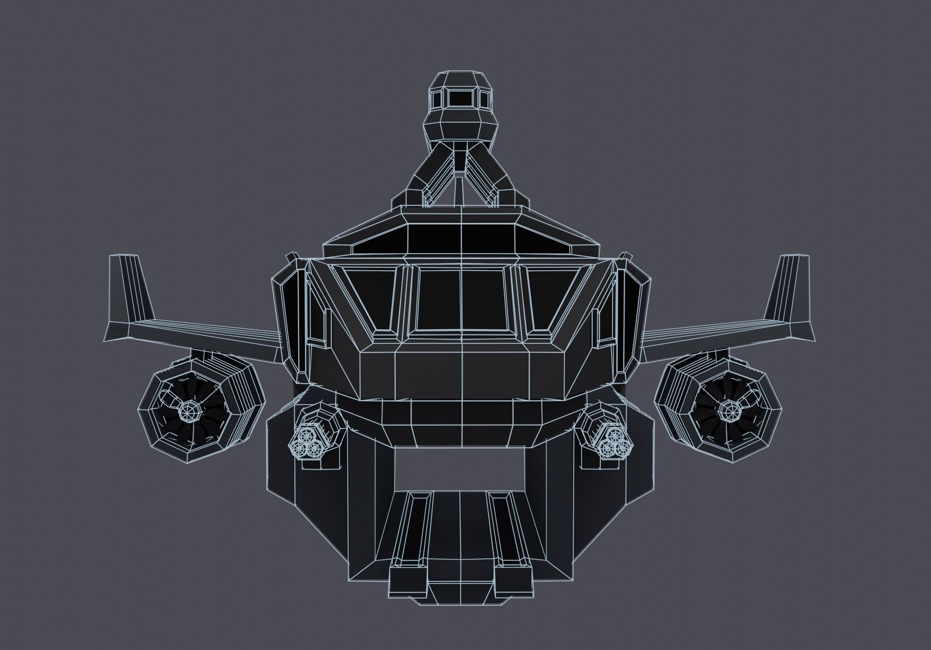 Sci-fi LowPoly cargo space ship Low-poly 3D model_3