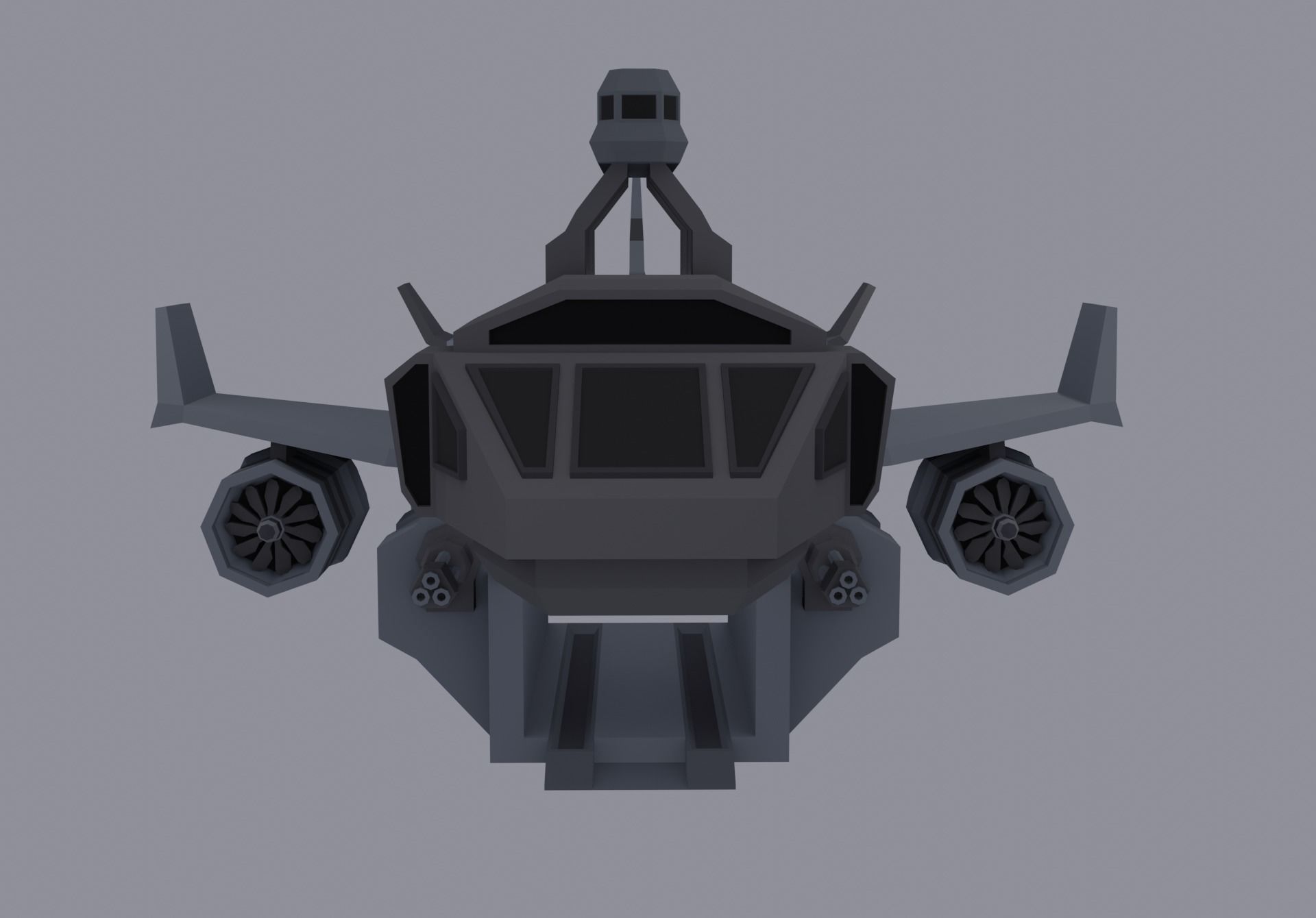 Sci-fi LowPoly cargo space ship Low-poly 3D model_4