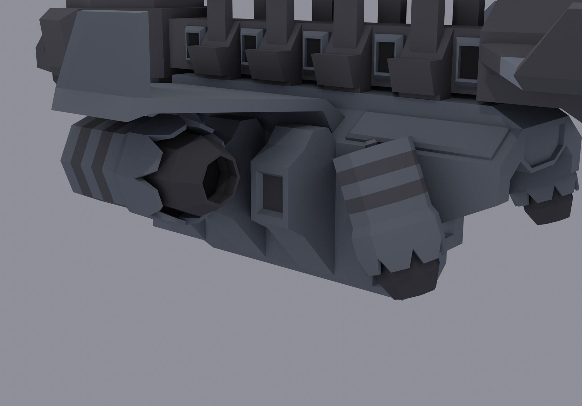 Sci-fi LowPoly cargo space ship Low-poly 3D model_10