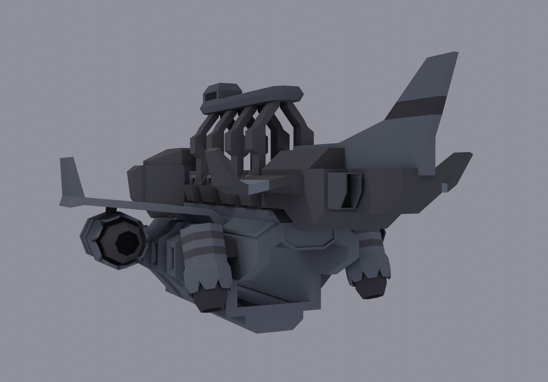Sci-fi LowPoly cargo space ship Low-poly 3D model_8