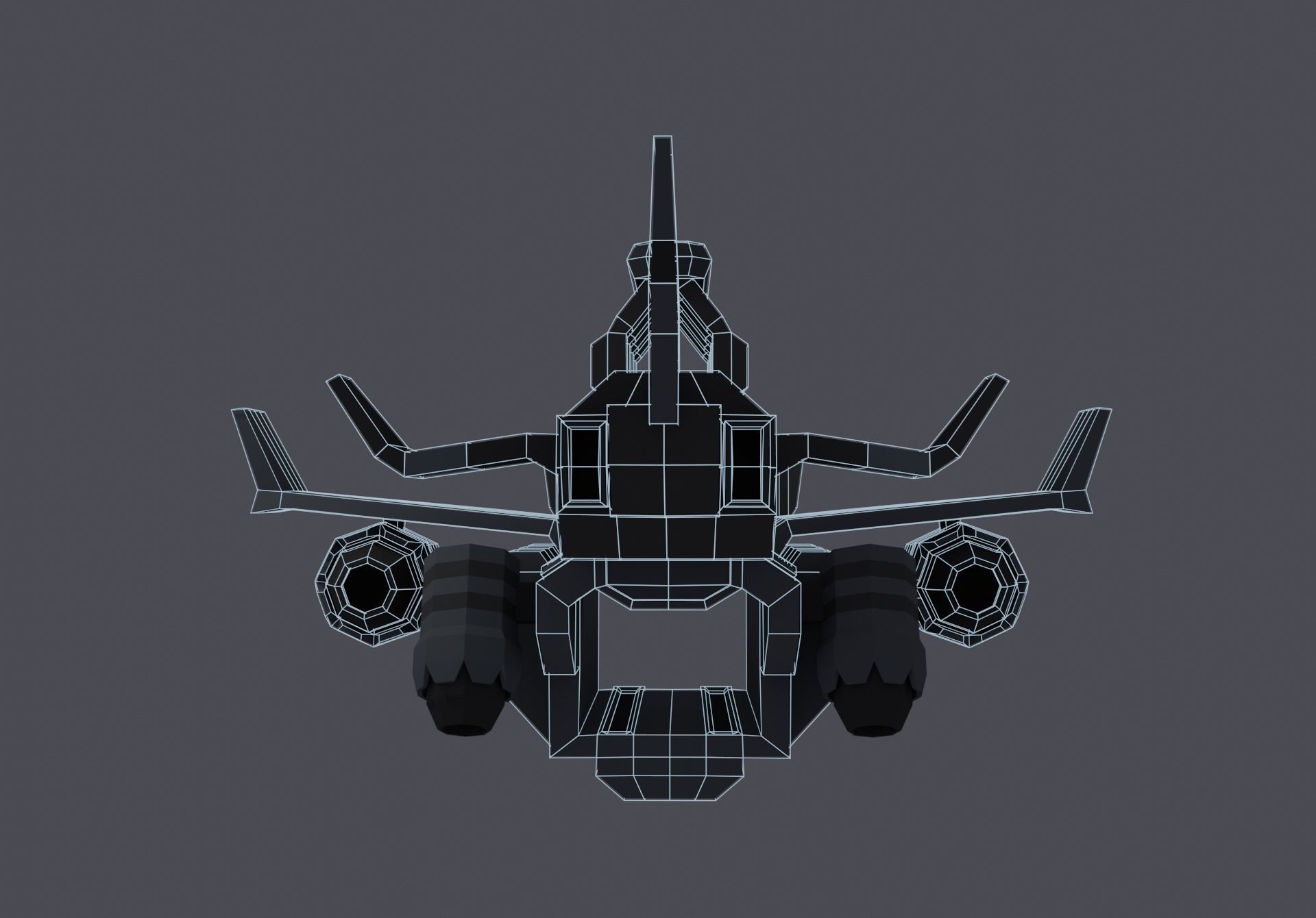 Sci-fi LowPoly cargo space ship Low-poly 3D model_2