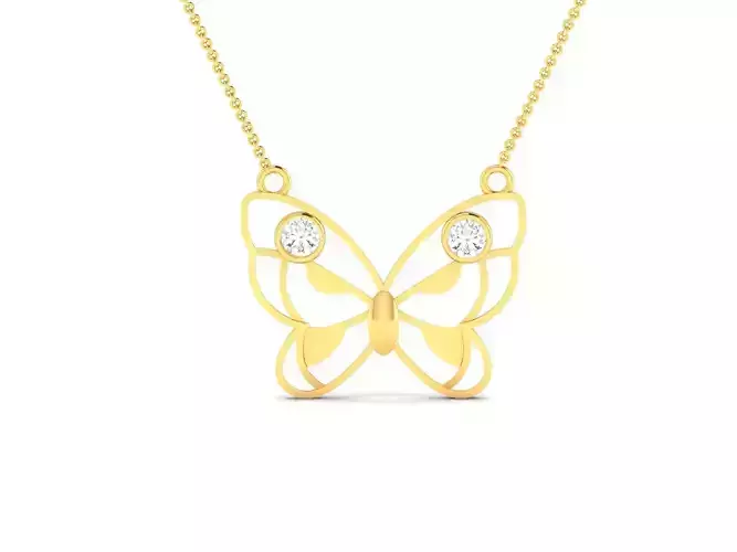 Women butterfly necklace 3dm render detail 3D print model