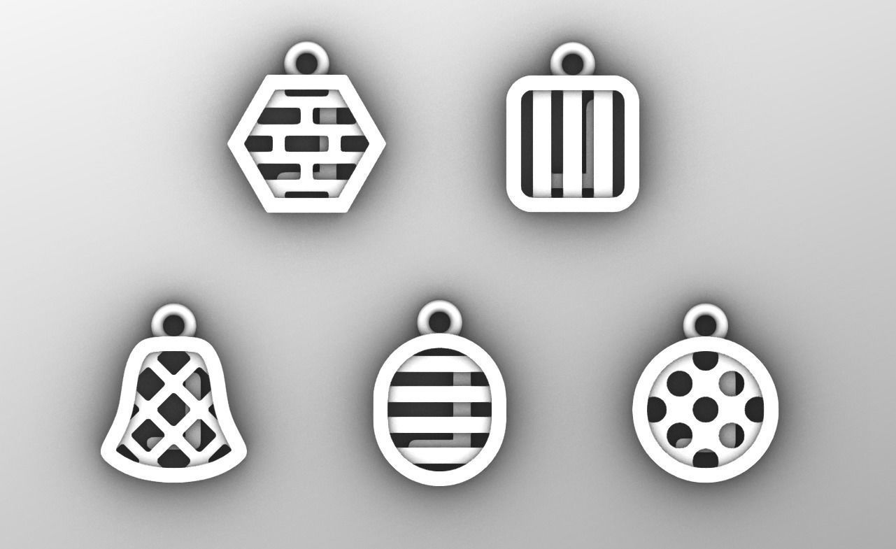 Initial letter charm with 5 different shapes - Alphabet L 3D print model_9