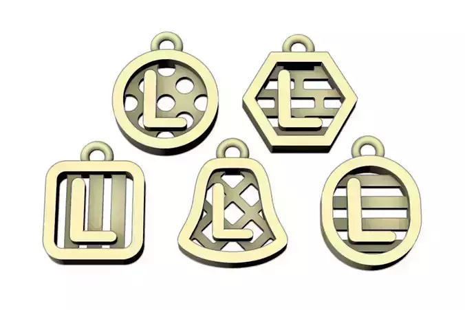 Initial letter charm with 5 different shapes - Alphabet L