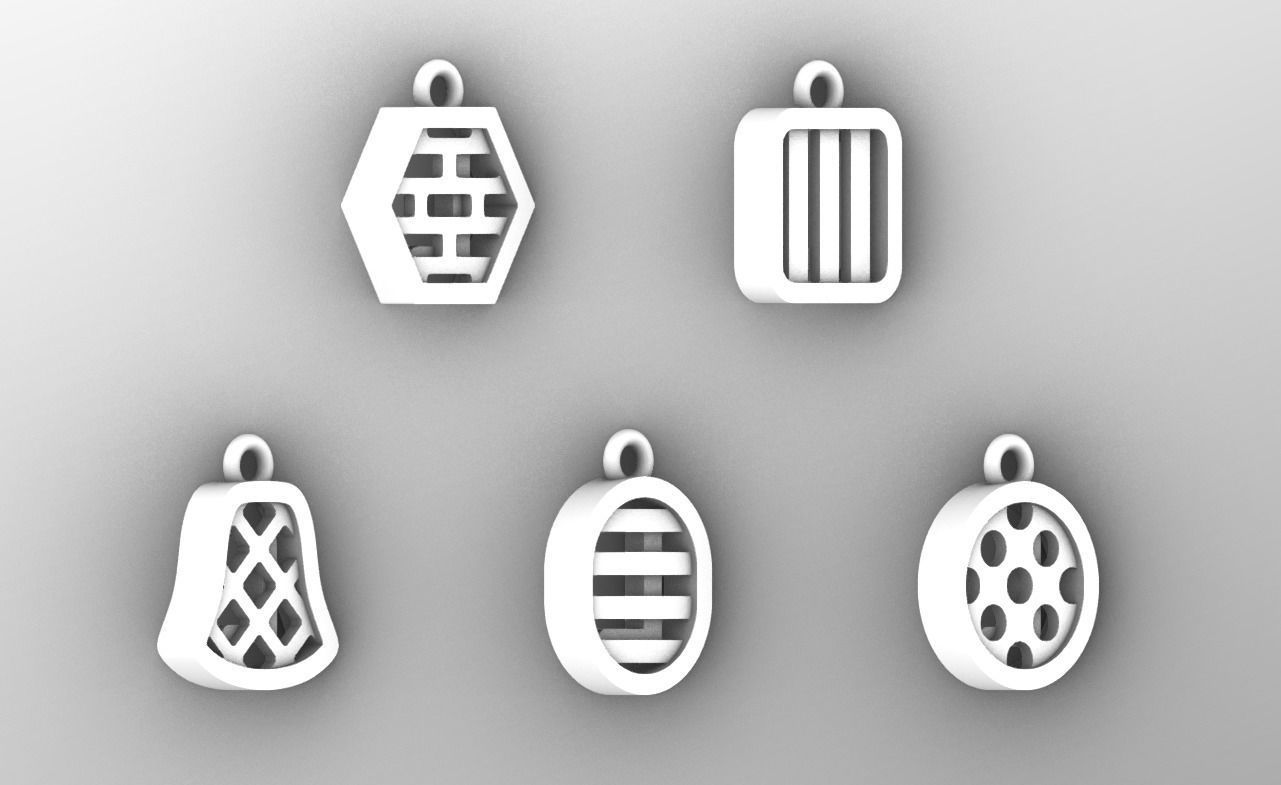 Initial letter charm with 5 different shapes - Alphabet L 3D print model_8