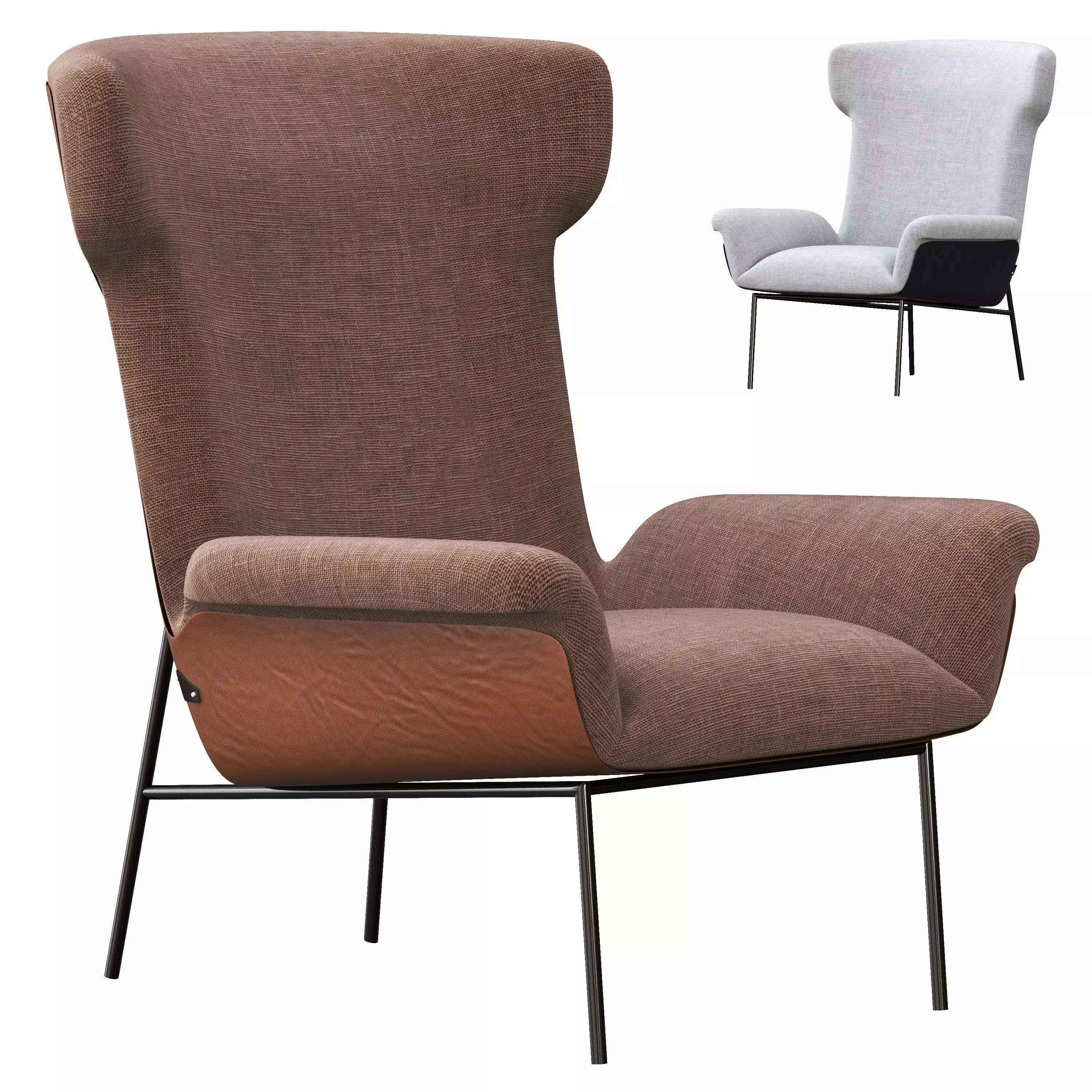 7 W Polyester Armchair 3D model