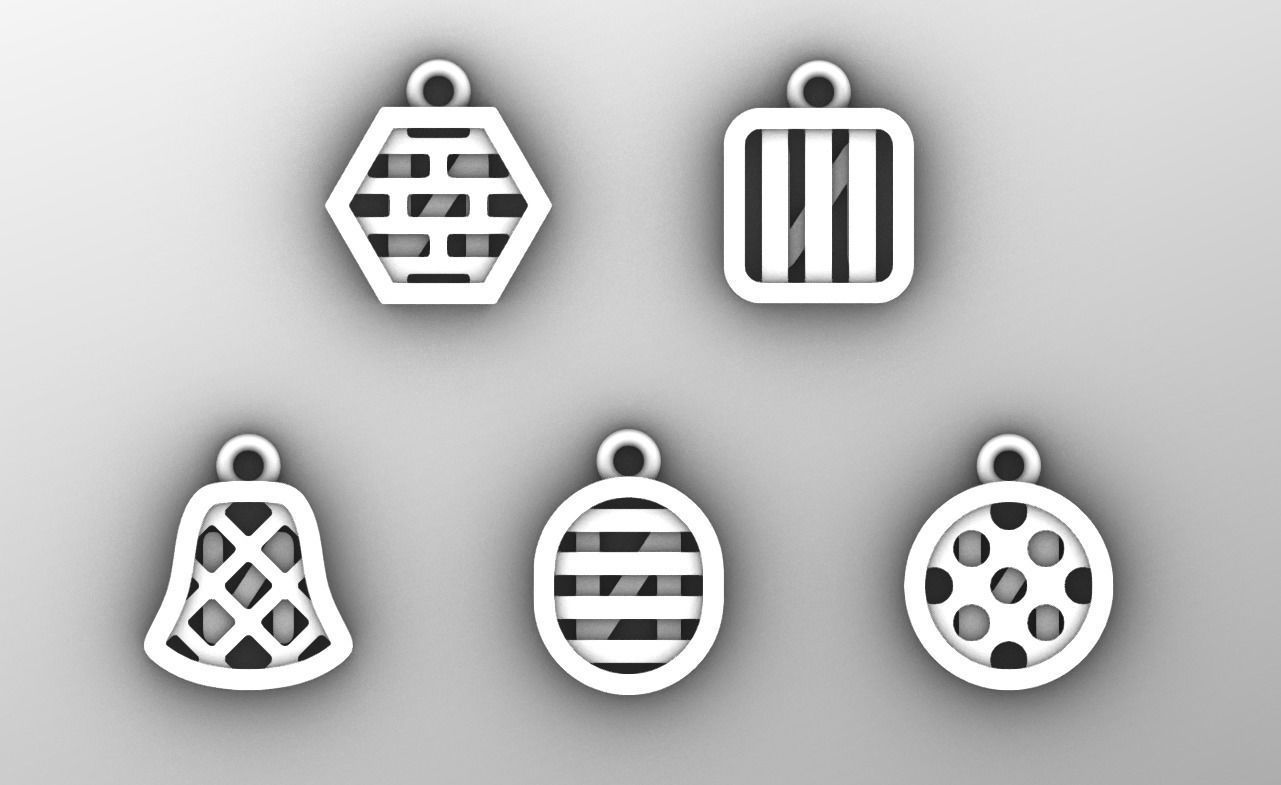 Initial letter charm with 5 different shapes - Alphabet N 3D print model_9