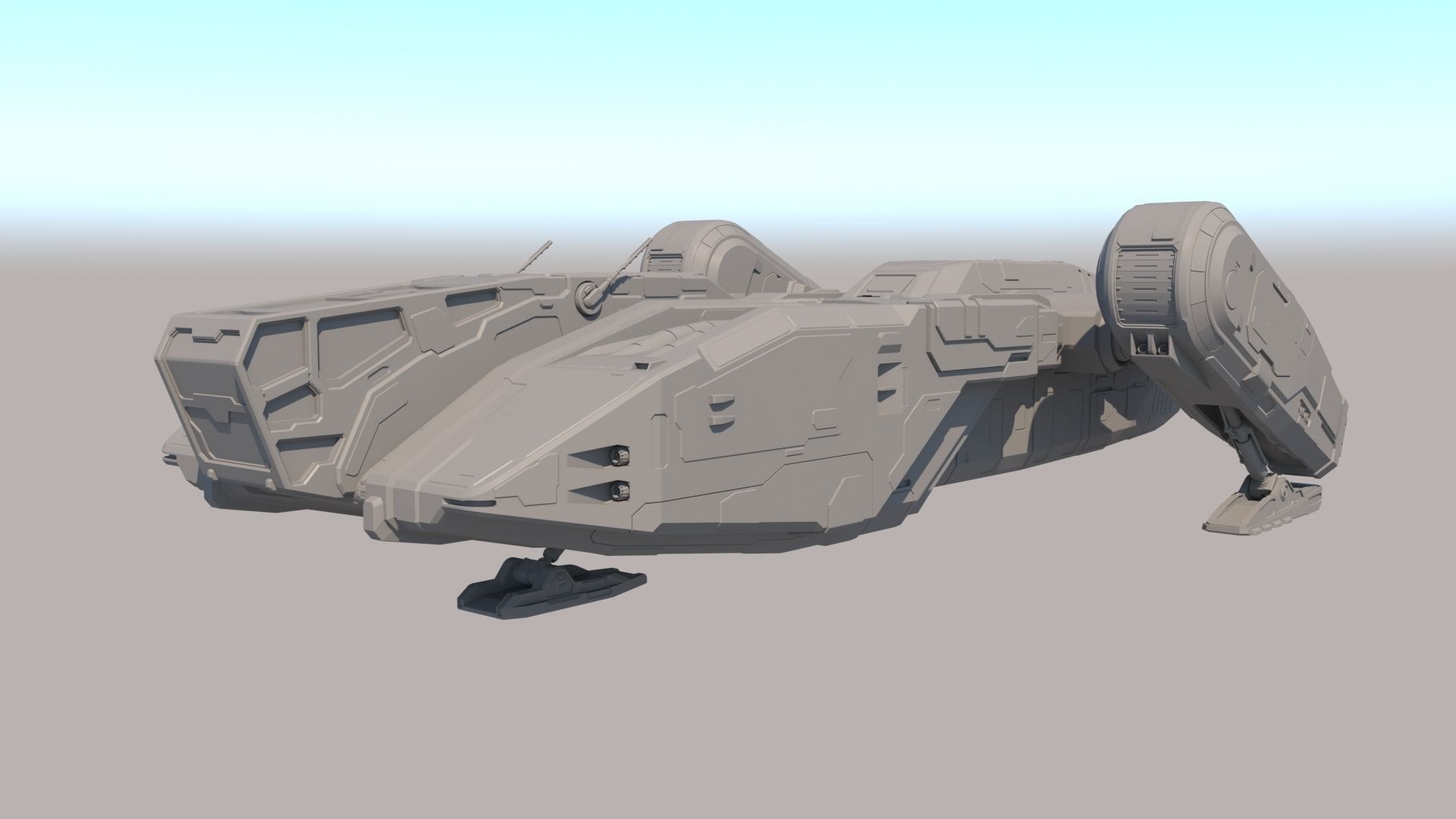 Sci Fi Dropship 3D model_1