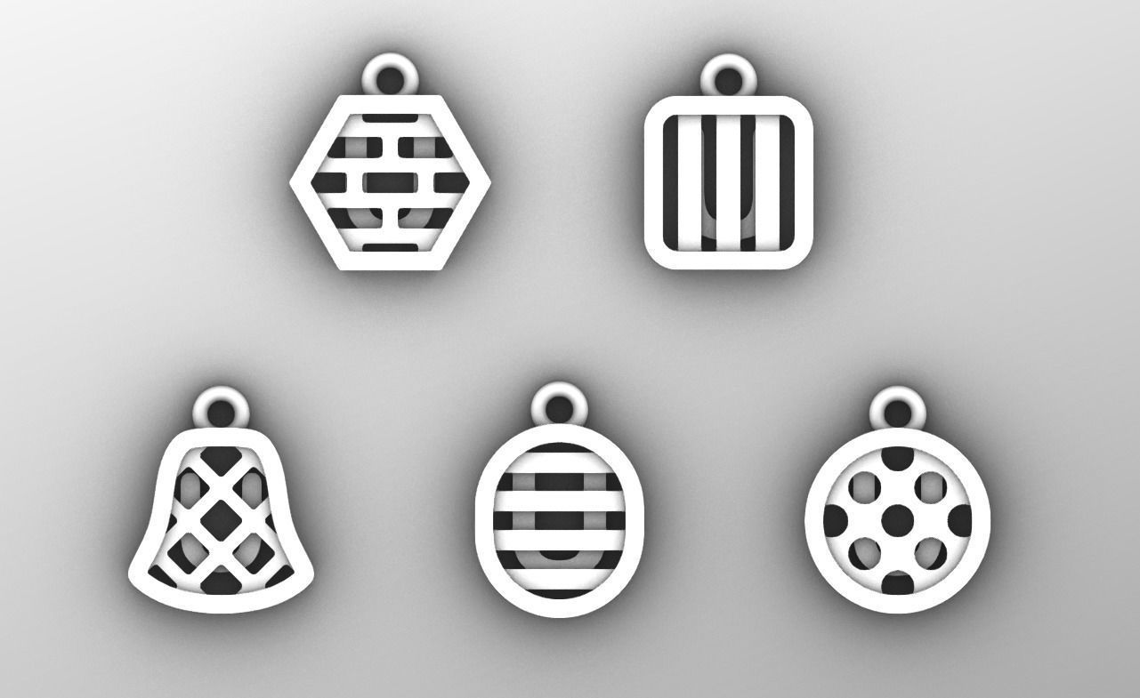 Initial letter charm with 5 different shapes - Alphabet U 3D print model_9