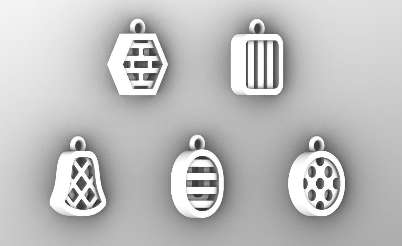 Initial letter charm with 5 different shapes - Alphabet U 3D print model_8