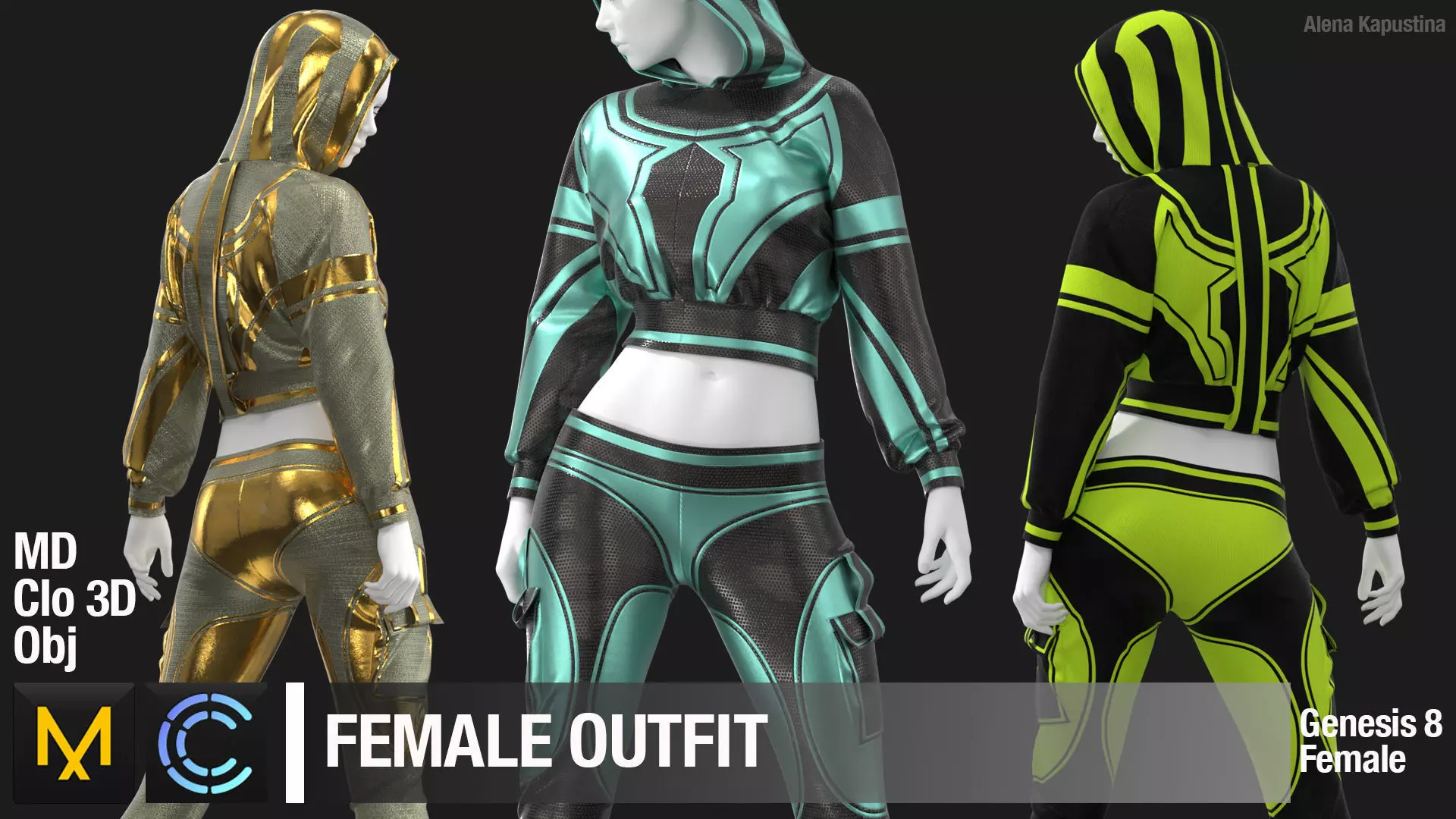 Female outfit Marvelous Designer project 3D model | CGTrader