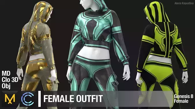 Female outfit  Marvelous Designer project 