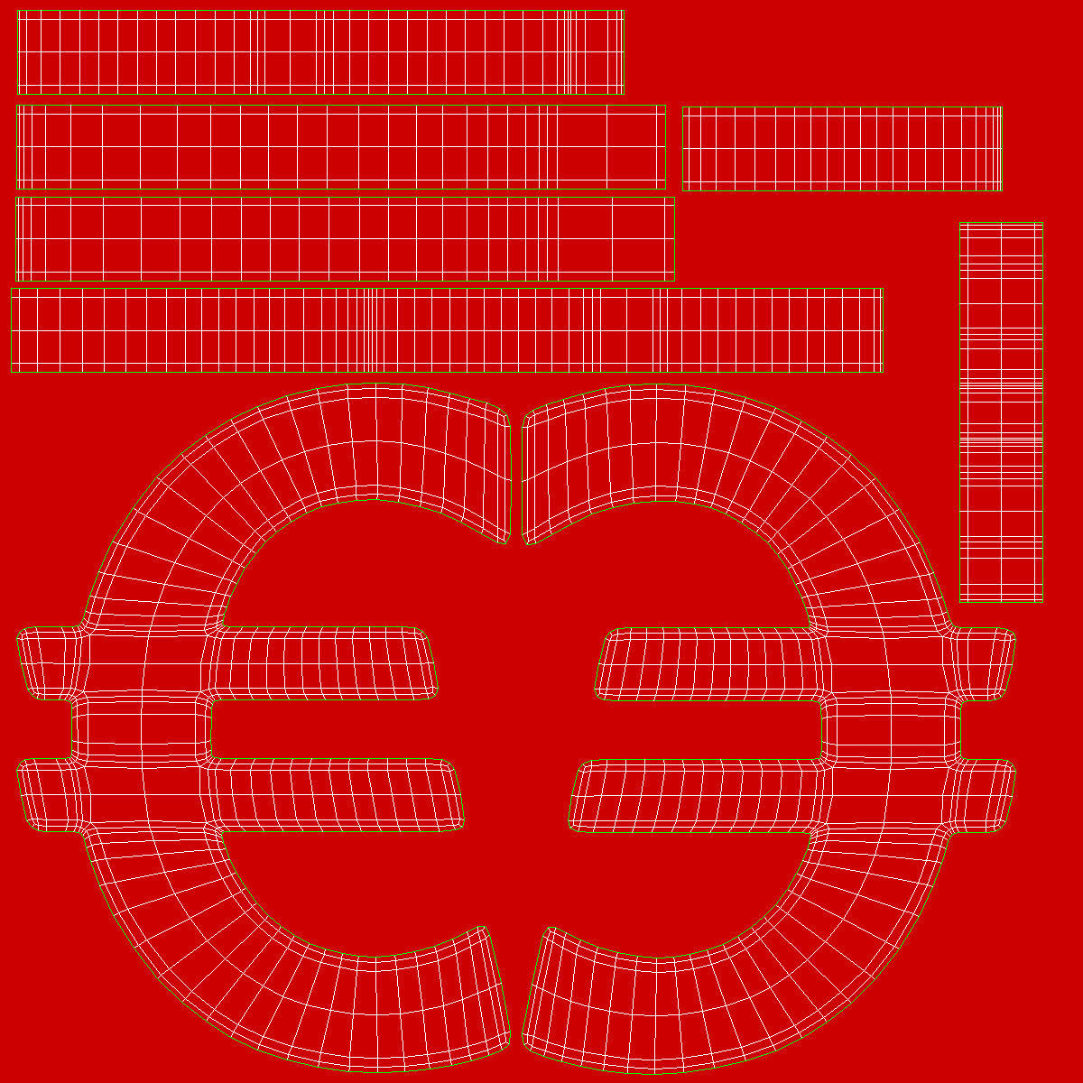 Euro Sign Low-poly 3D model_15