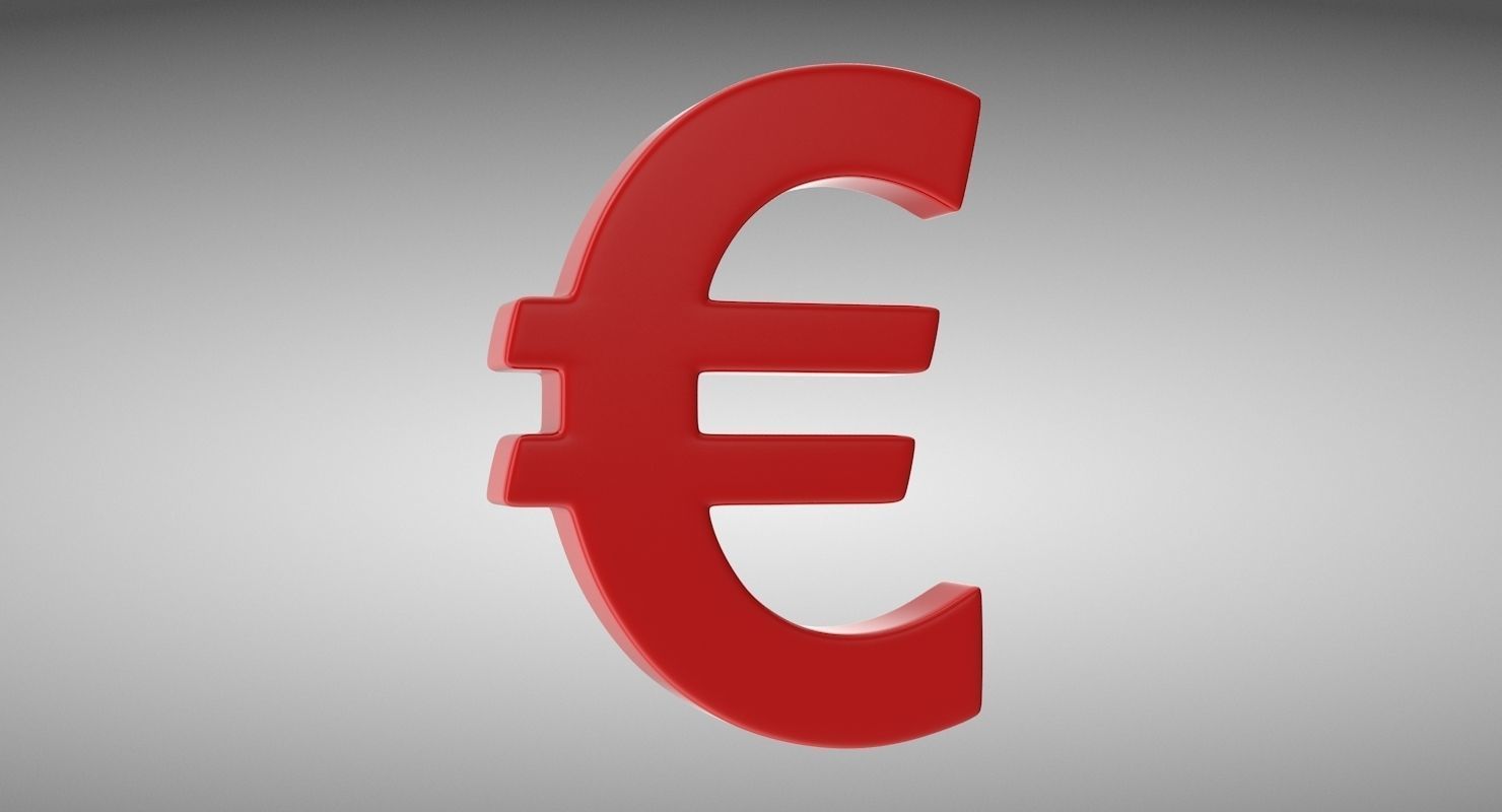 Euro Sign Low-poly 3D model_2