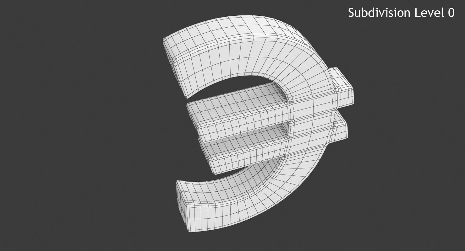 Euro Sign Low-poly 3D model_11