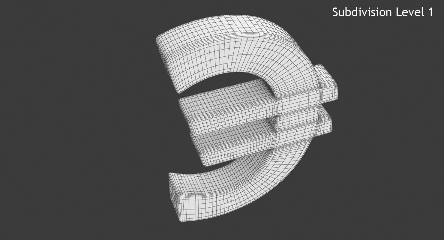 Euro Sign Low-poly 3D model_12