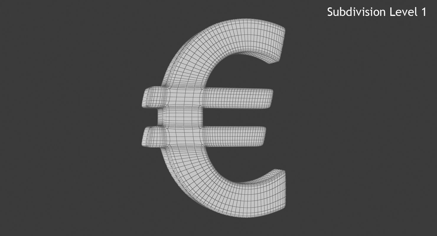 Euro Sign Low-poly 3D model_10
