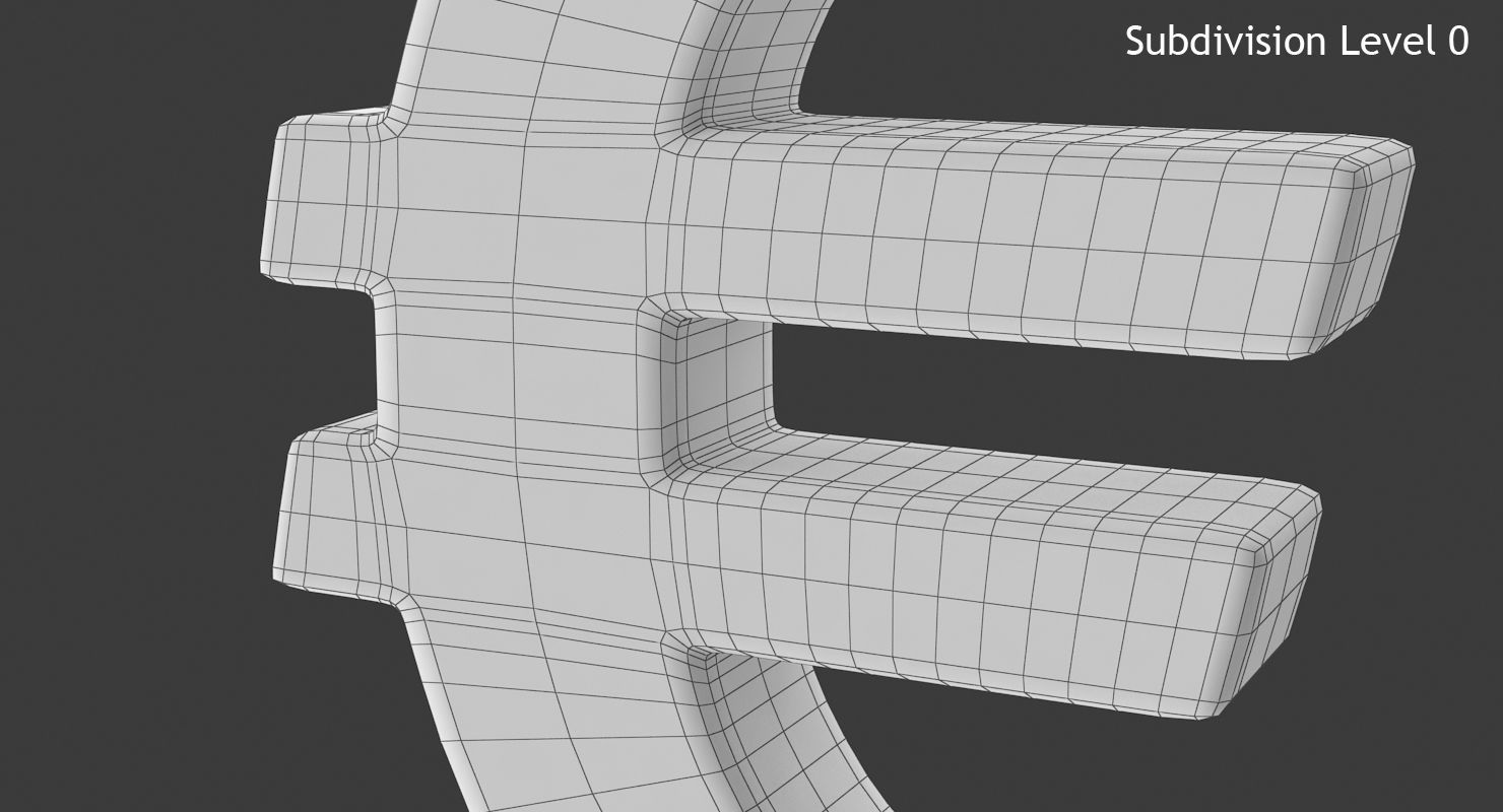 Euro Sign Low-poly 3D model_13
