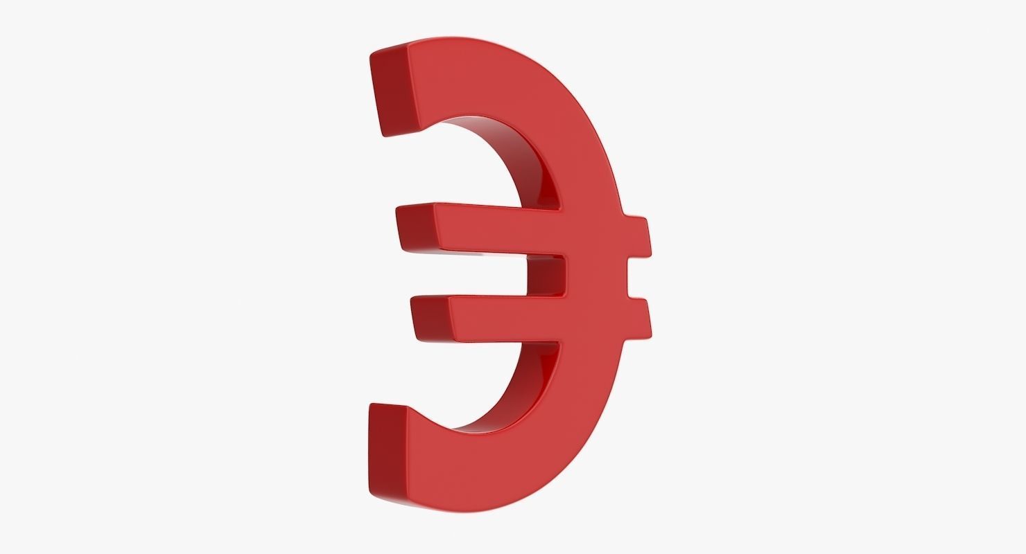 Euro Sign Low-poly 3D model_4