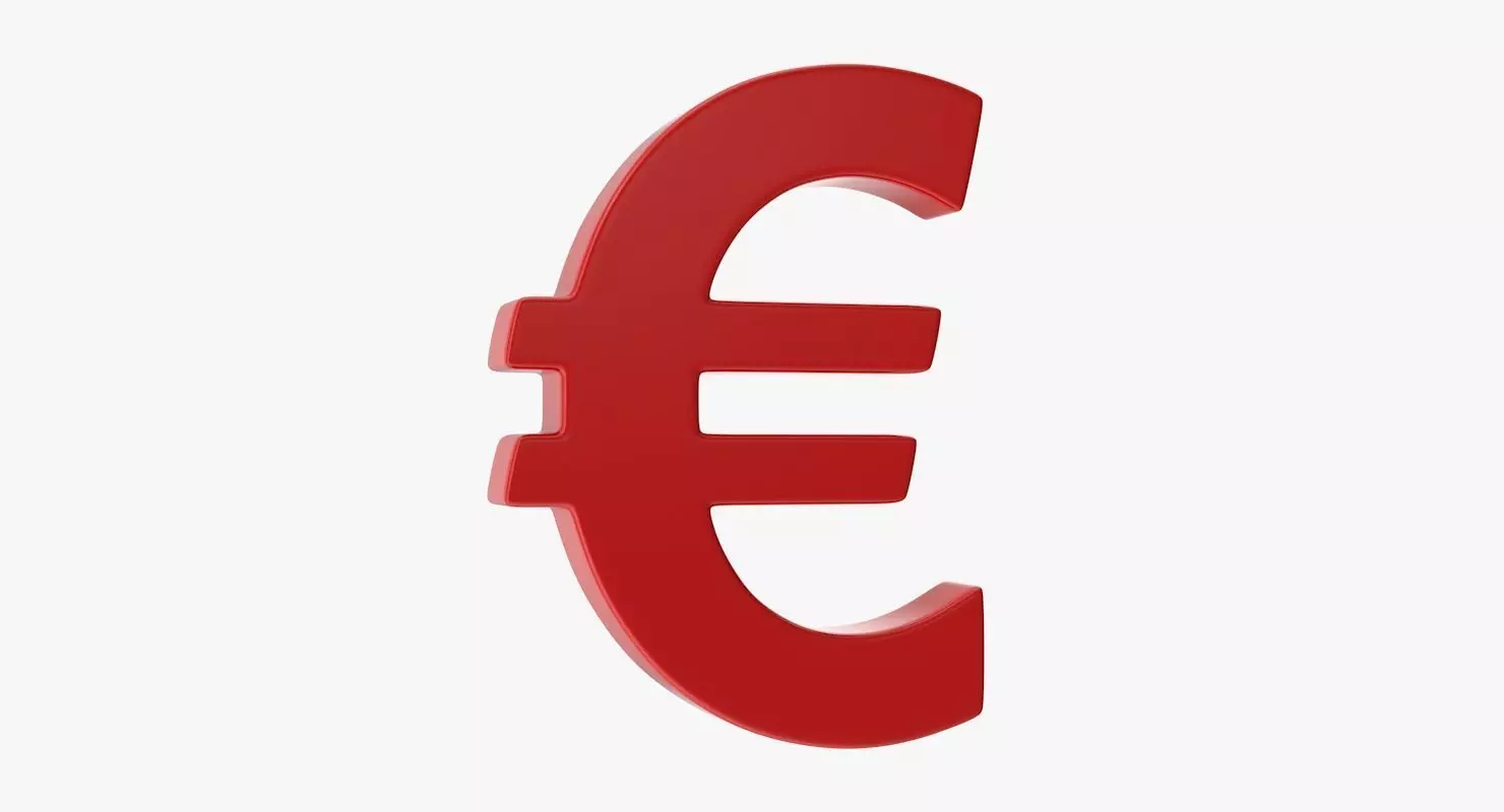 Euro Sign Low-poly 3D model_0