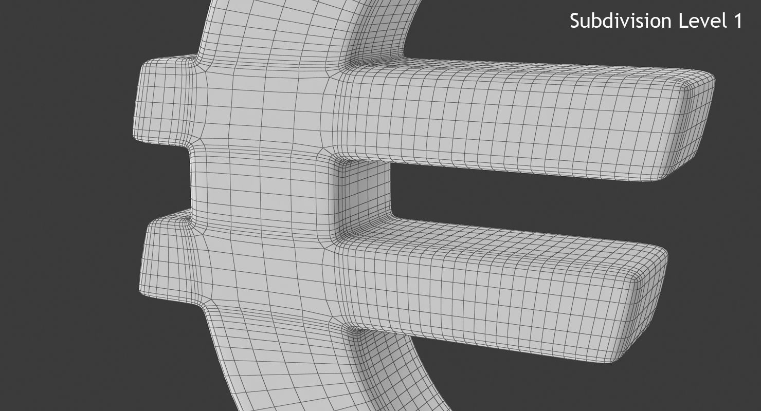 Euro Sign Low-poly 3D model_14