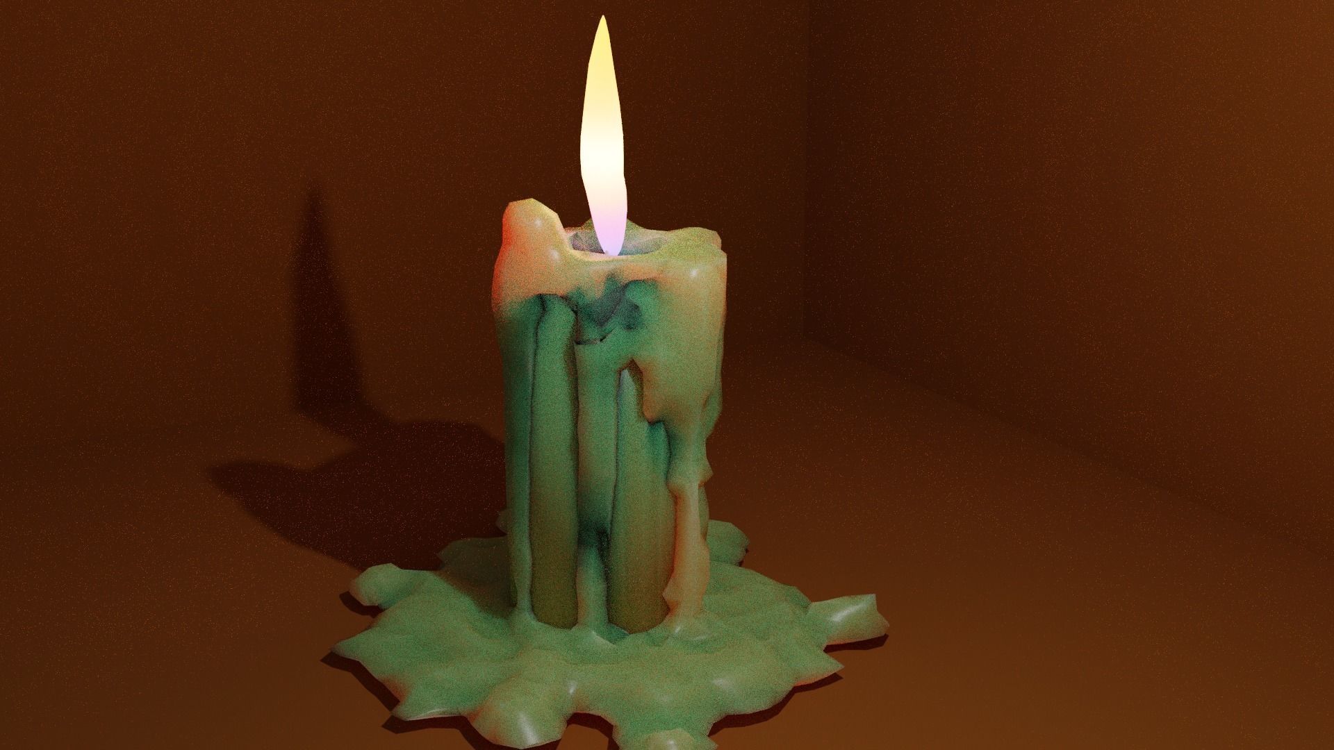 Candele with flame Low-poly 3D model_1