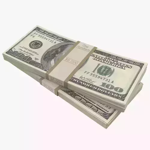 100 Dollar Bills Stack Low-poly 3D model