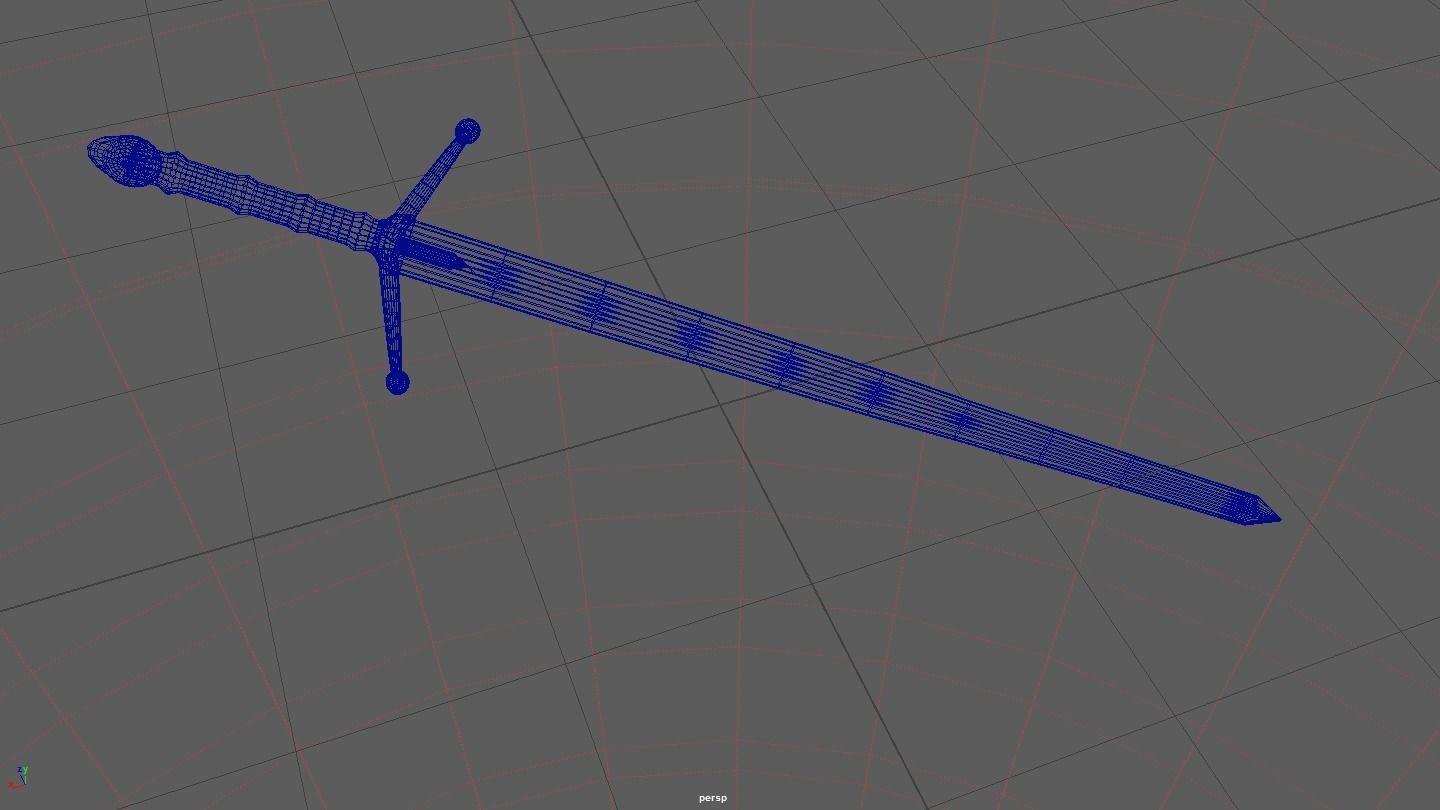 two-handed sword claymore Low-poly 3D model_1