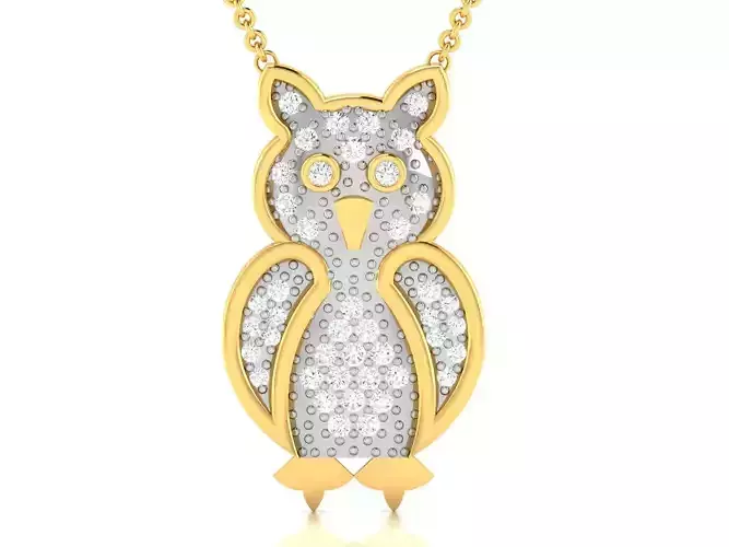 Owl necklace 3dm render detail 3D print model