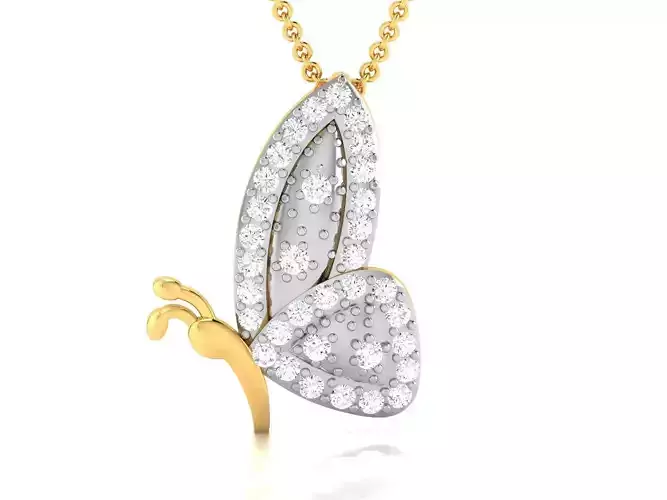 Women butterfly pendant 3dm render detail 3D print model