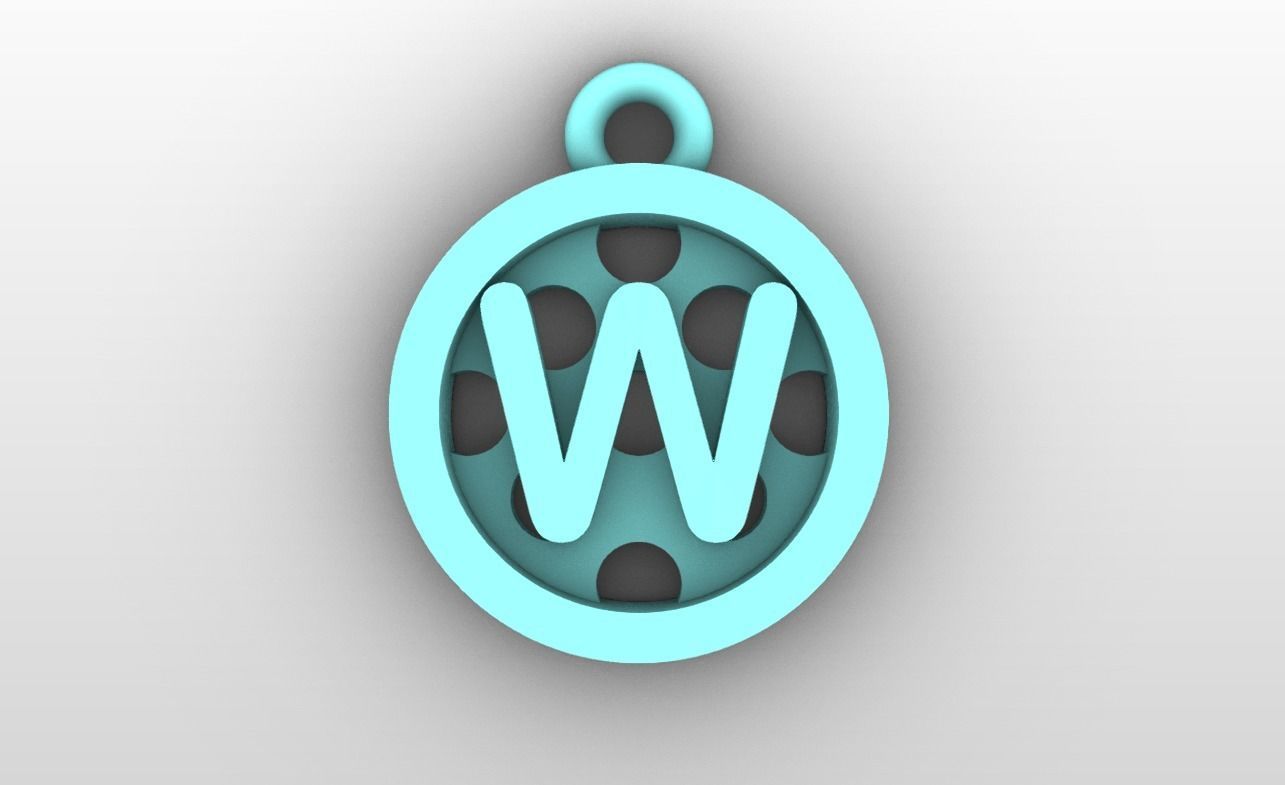 Initial letter charms - alphabet A-Z - circular frame 3D print model_24