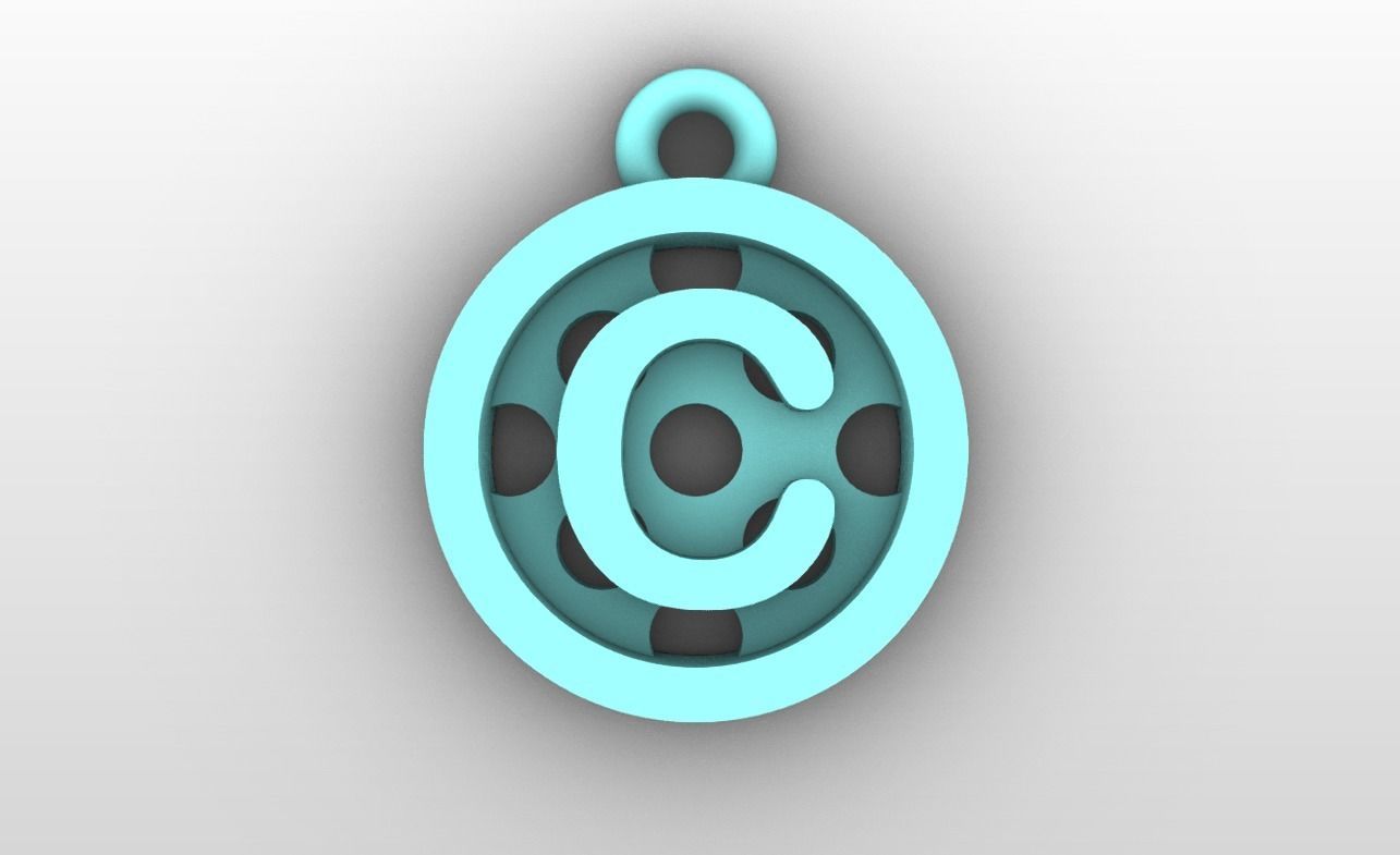 Initial letter charms - alphabet A-Z - circular frame 3D print model_4