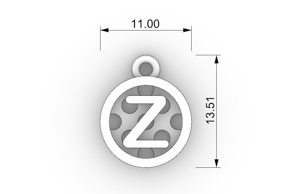 Initial letter charms - alphabet A-Z - circular frame 3D print model_30