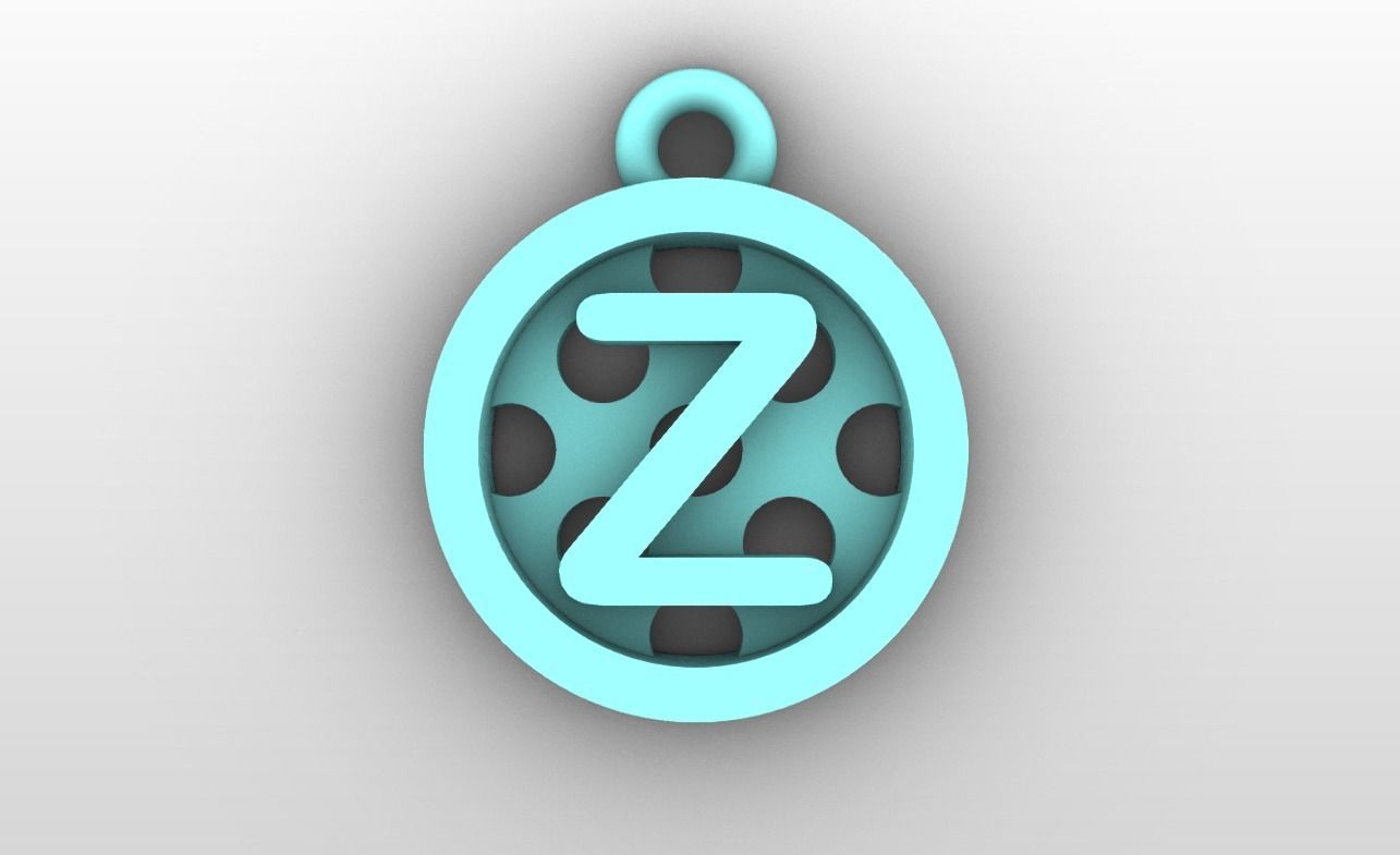 Initial letter charms - alphabet A-Z - circular frame 3D print model_27