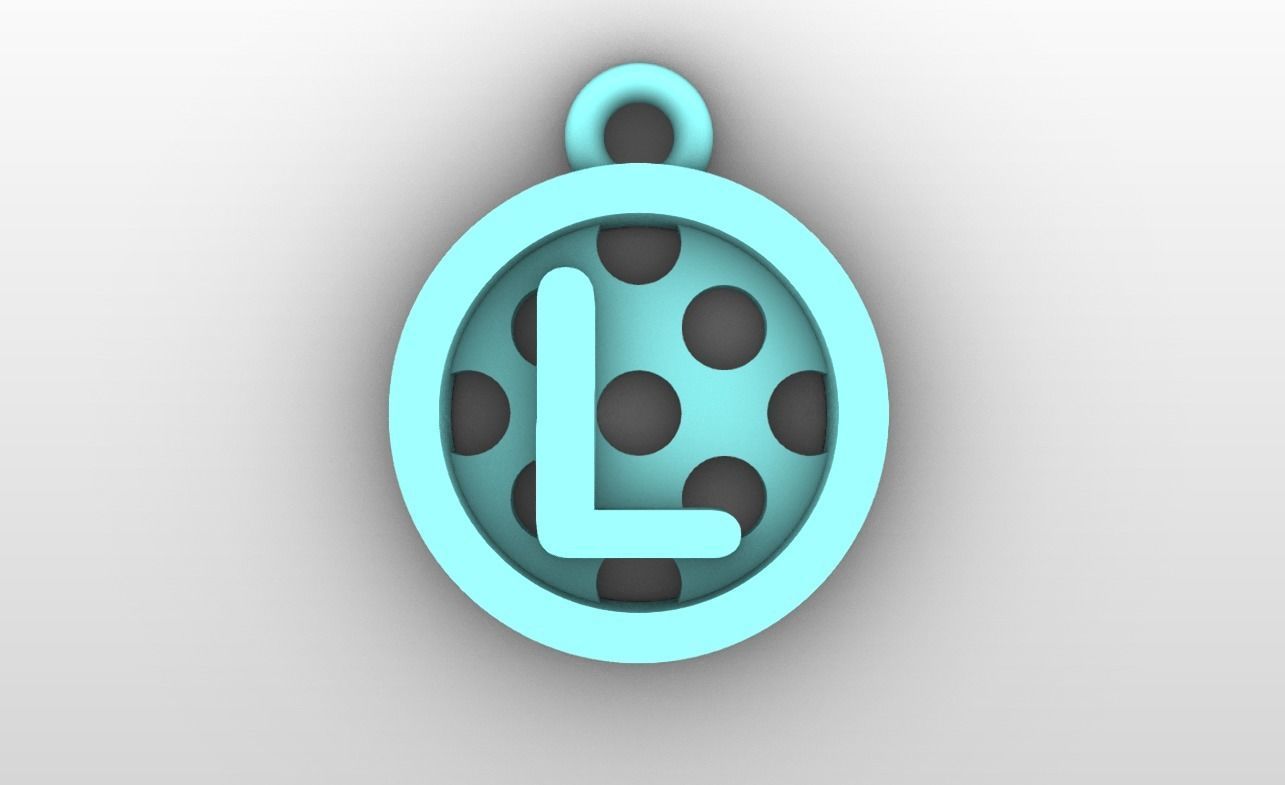 Initial letter charms - alphabet A-Z - circular frame 3D print model_13