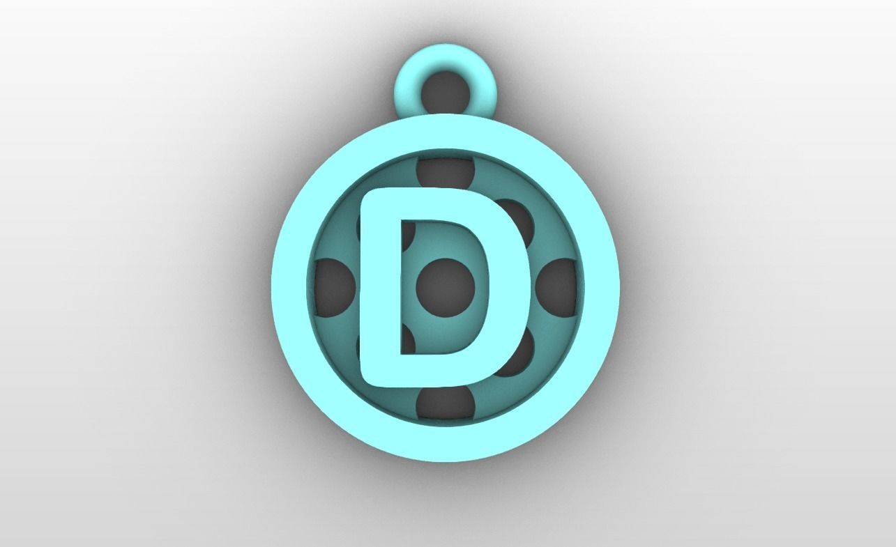 Initial letter charms - alphabet A-Z - circular frame 3D print model_5