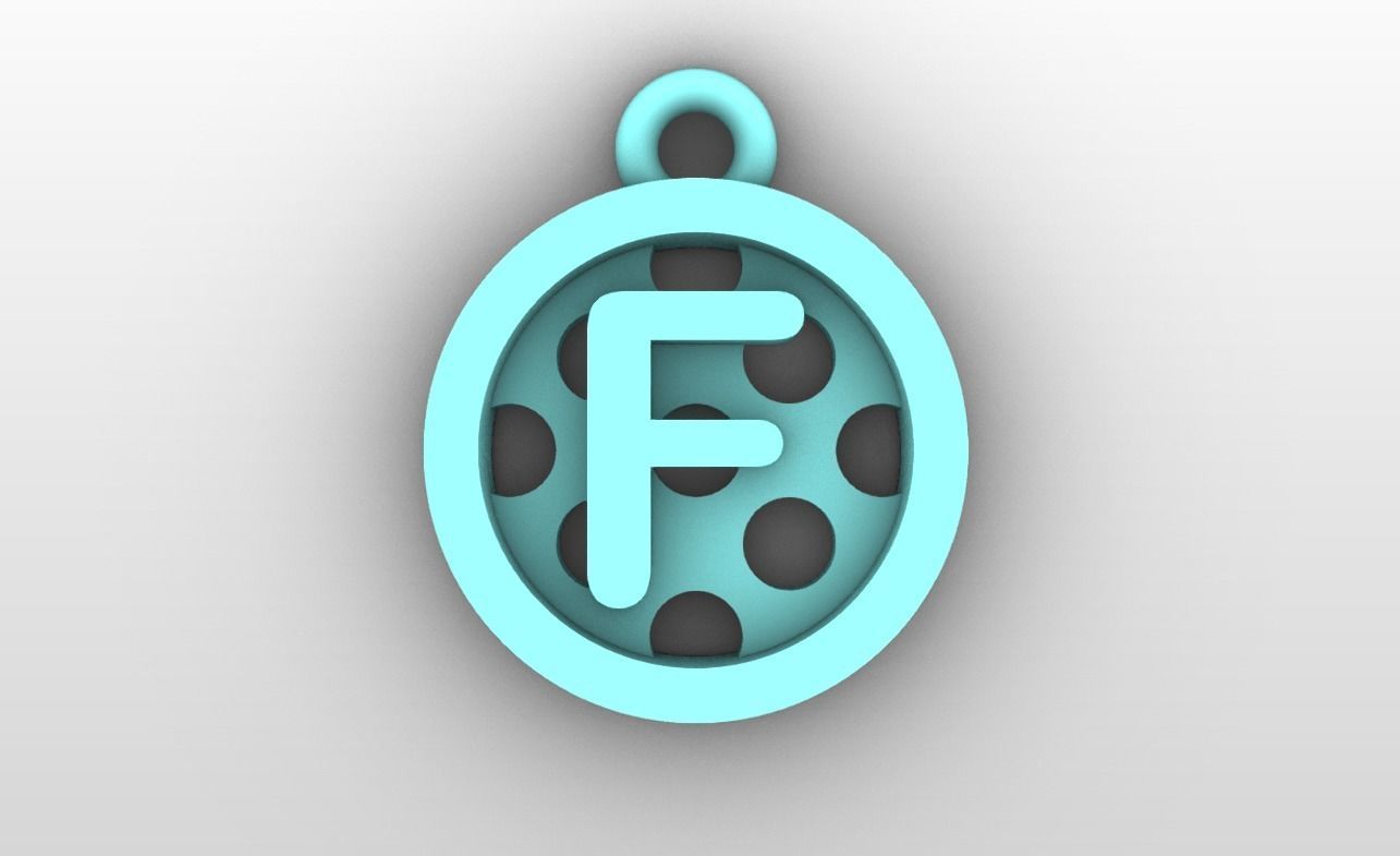 Initial letter charms - alphabet A-Z - circular frame 3D print model_7