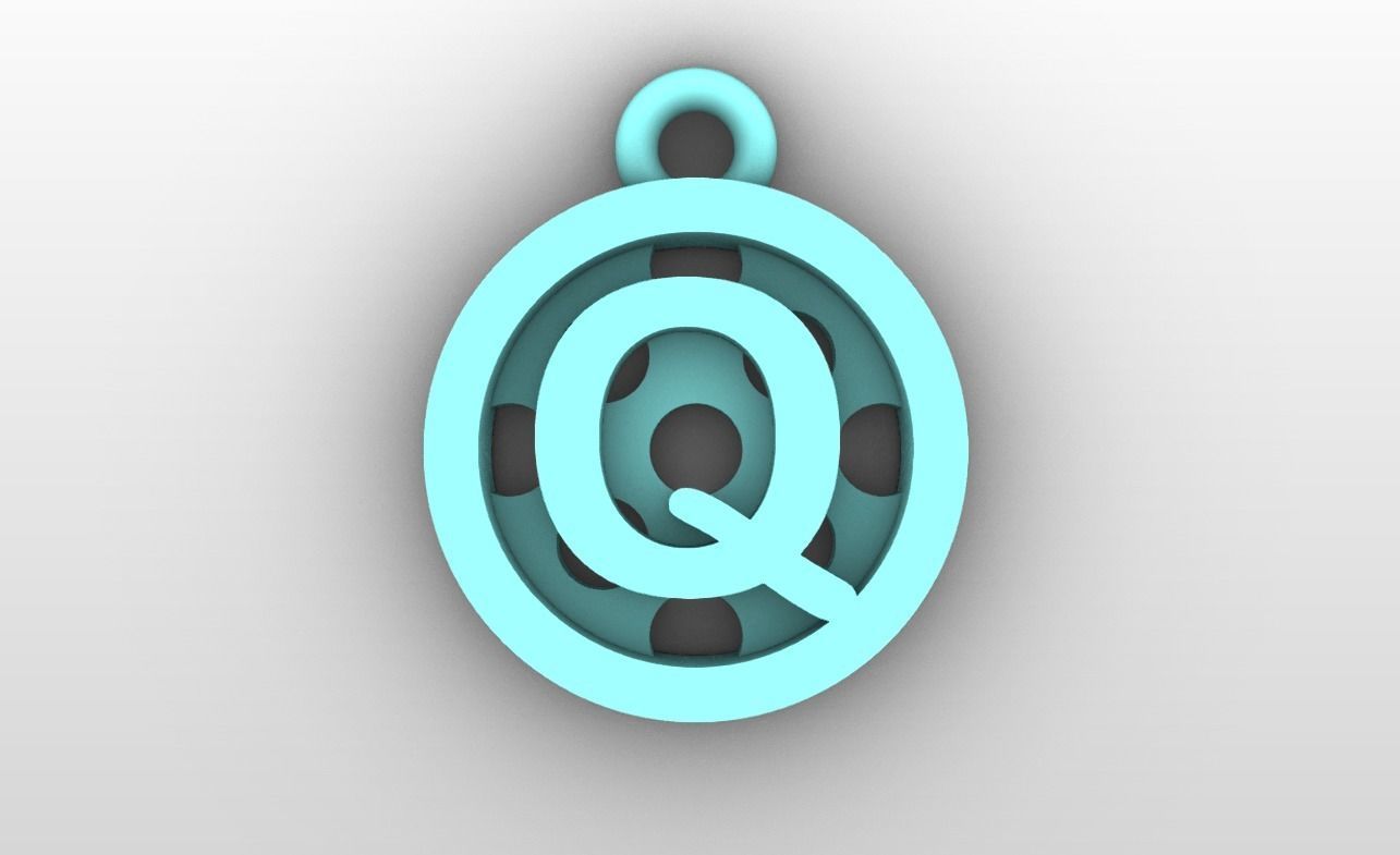 Initial letter charms - alphabet A-Z - circular frame 3D print model_18