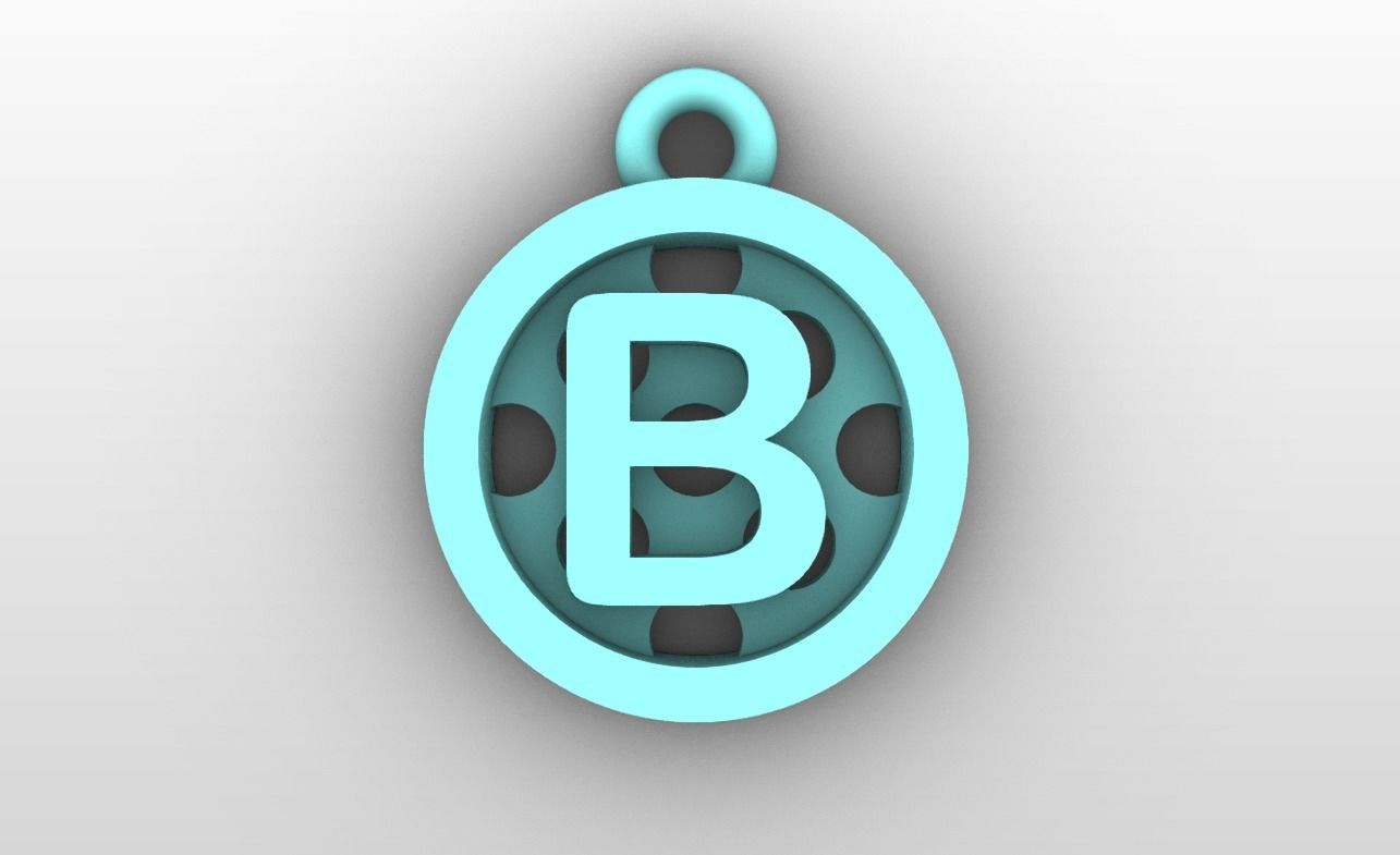 Initial letter charms - alphabet A-Z - circular frame 3D print model_3