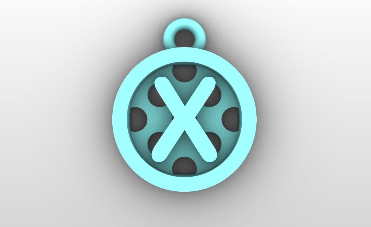 Initial letter charms - alphabet A-Z - circular frame 3D print model_25