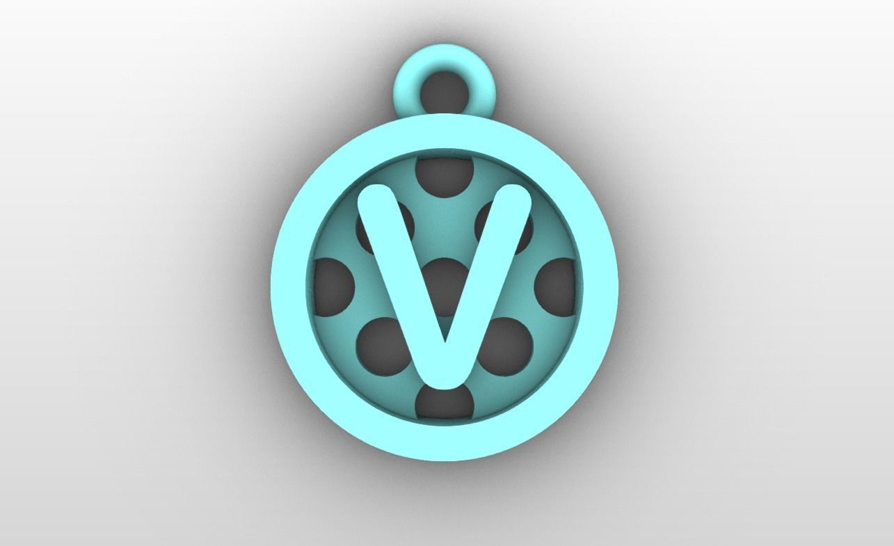 Initial letter charms - alphabet A-Z - circular frame 3D print model_23