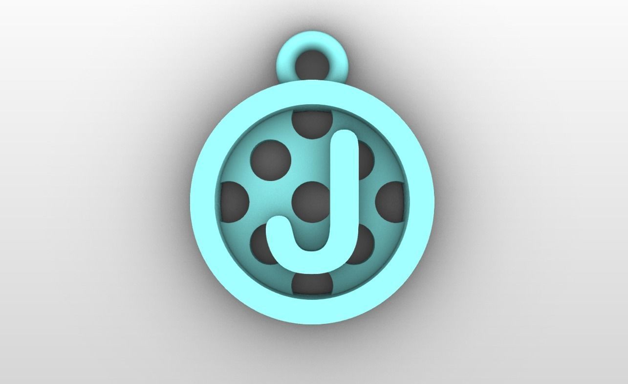 Initial letter charms - alphabet A-Z - circular frame 3D print model_11