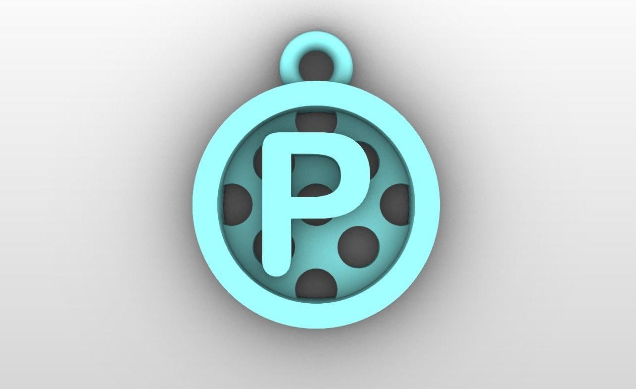 Initial letter charms - alphabet A-Z - circular frame 3D print model_17