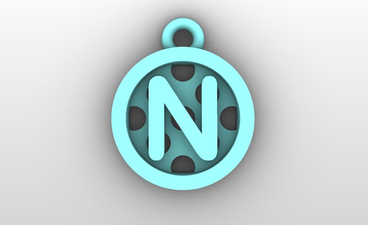 Initial letter charms - alphabet A-Z - circular frame 3D print model_15