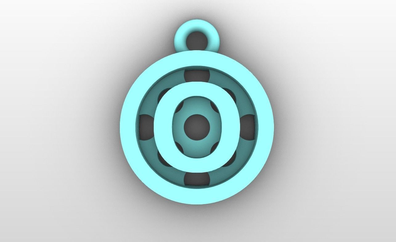 Initial letter charms - alphabet A-Z - circular frame 3D print model_16