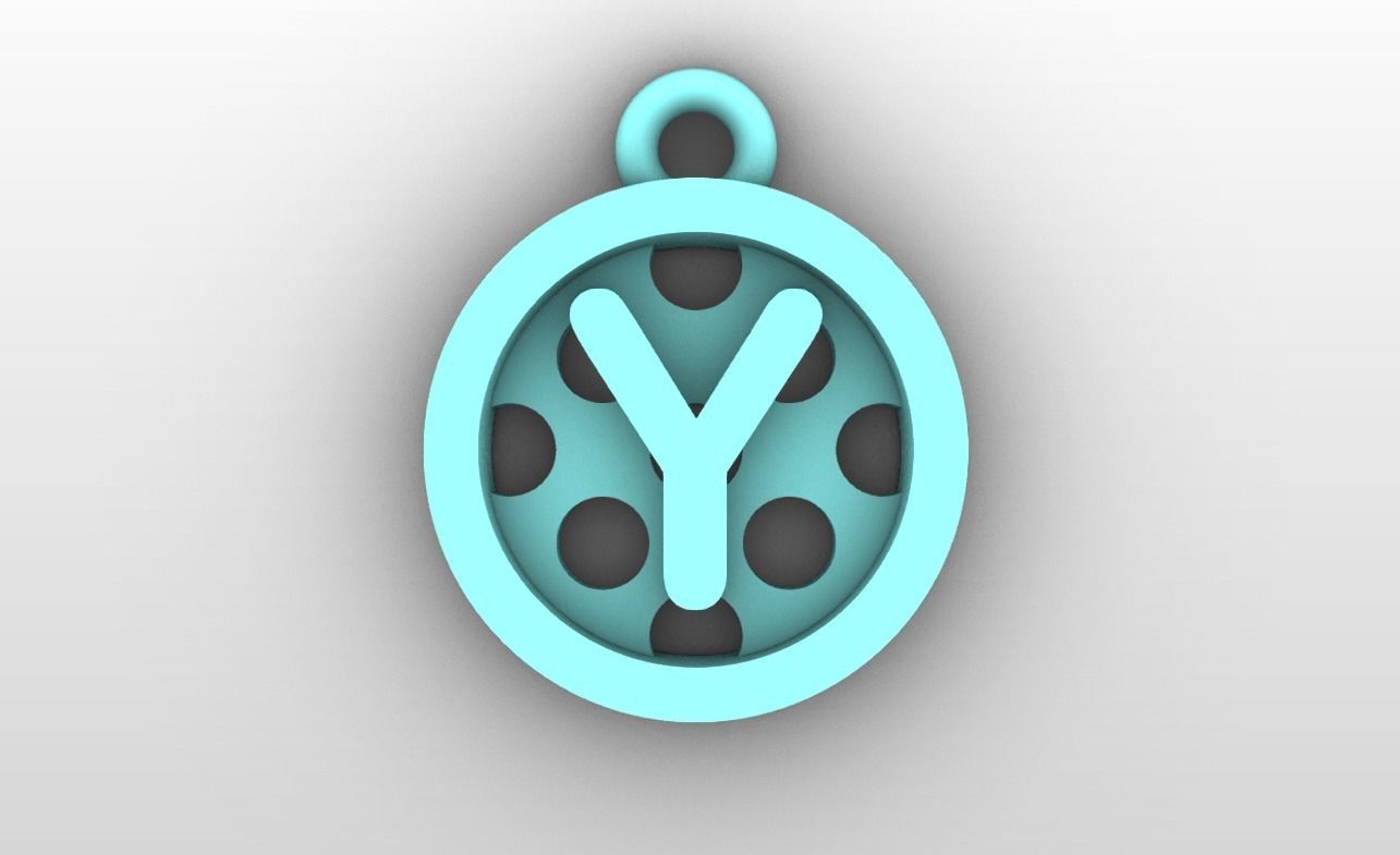 Initial letter charms - alphabet A-Z - circular frame 3D print model_26