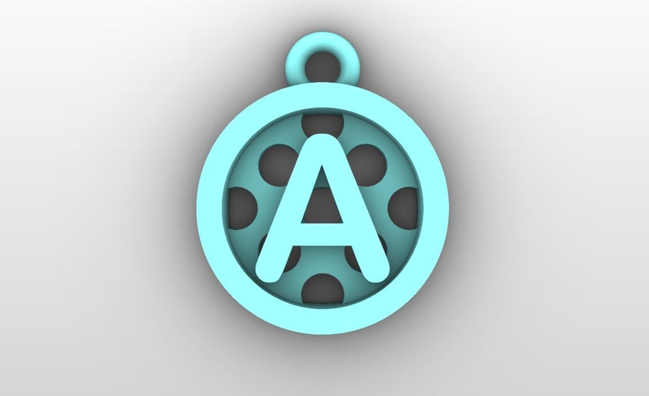 Initial letter charms - alphabet A-Z - circular frame 3D print model_2