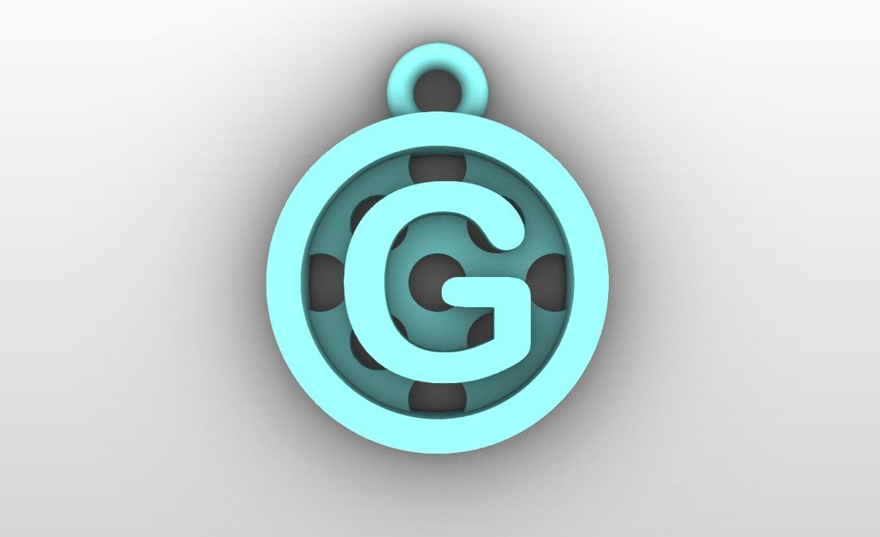 Initial letter charms - alphabet A-Z - circular frame 3D print model_8