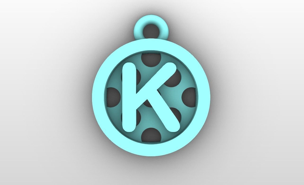 Initial letter charms - alphabet A-Z - circular frame 3D print model_12